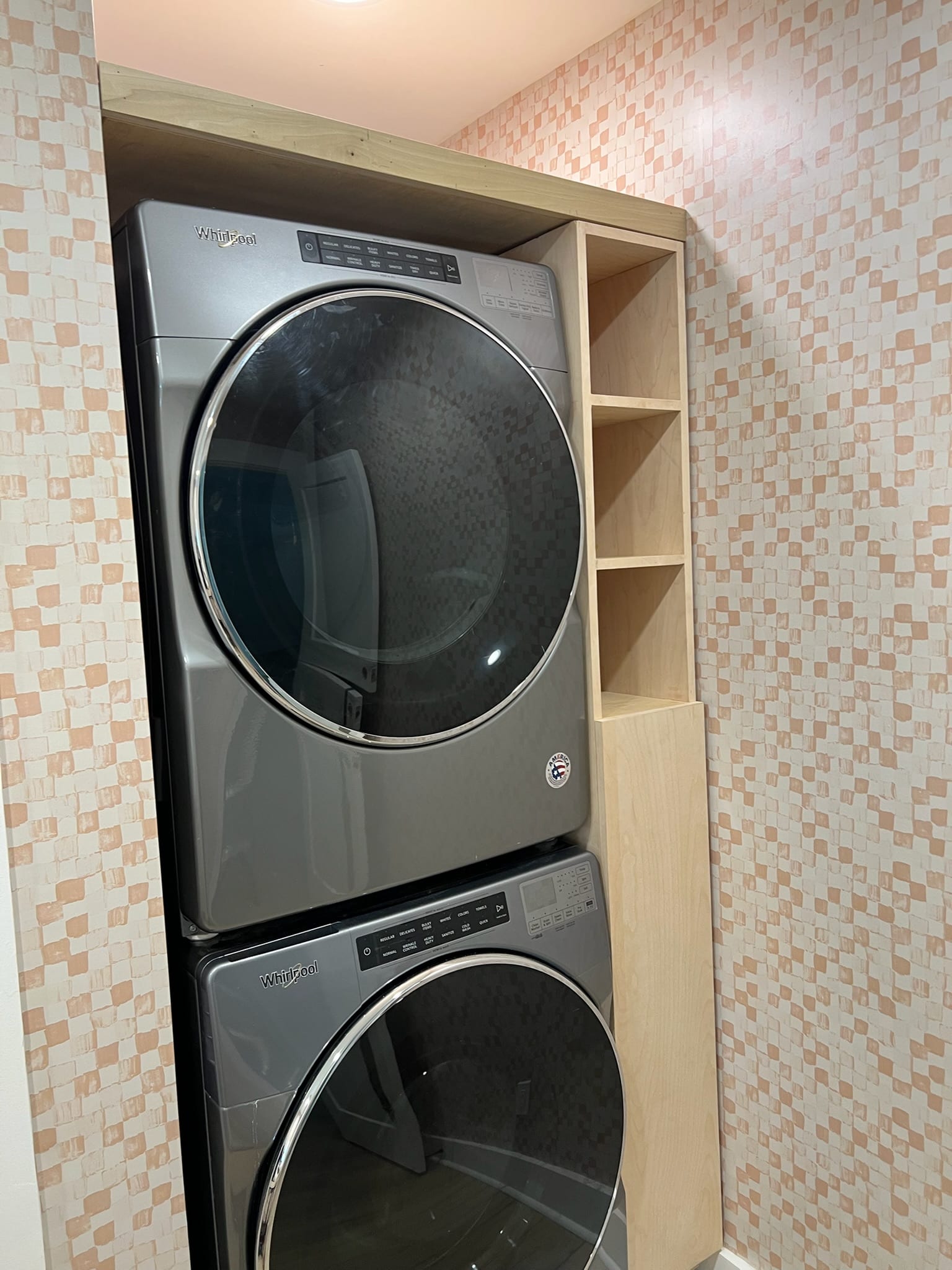 Built-in laundry nook shelving