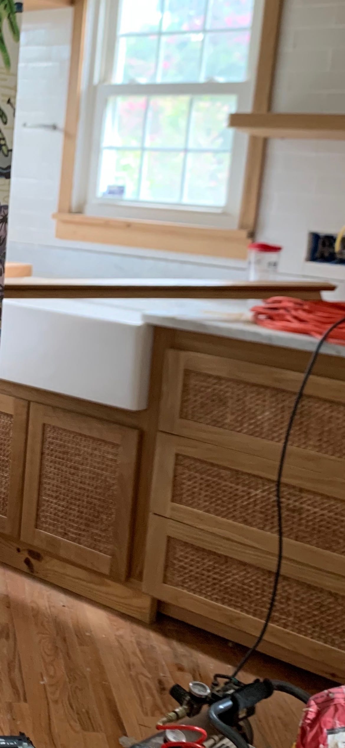 White oak cane kitchen cabinetry
