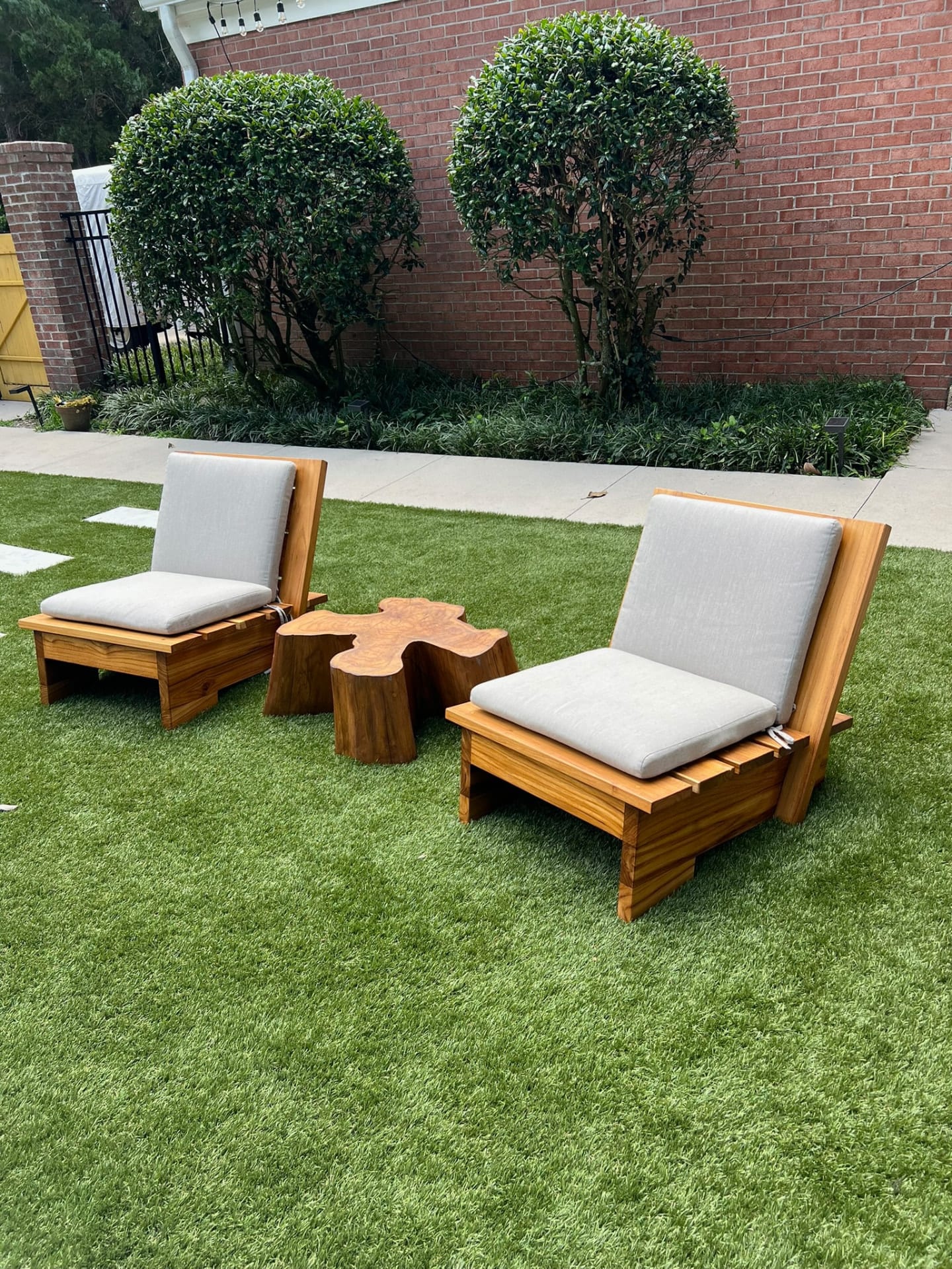 Teak low lounge chairs