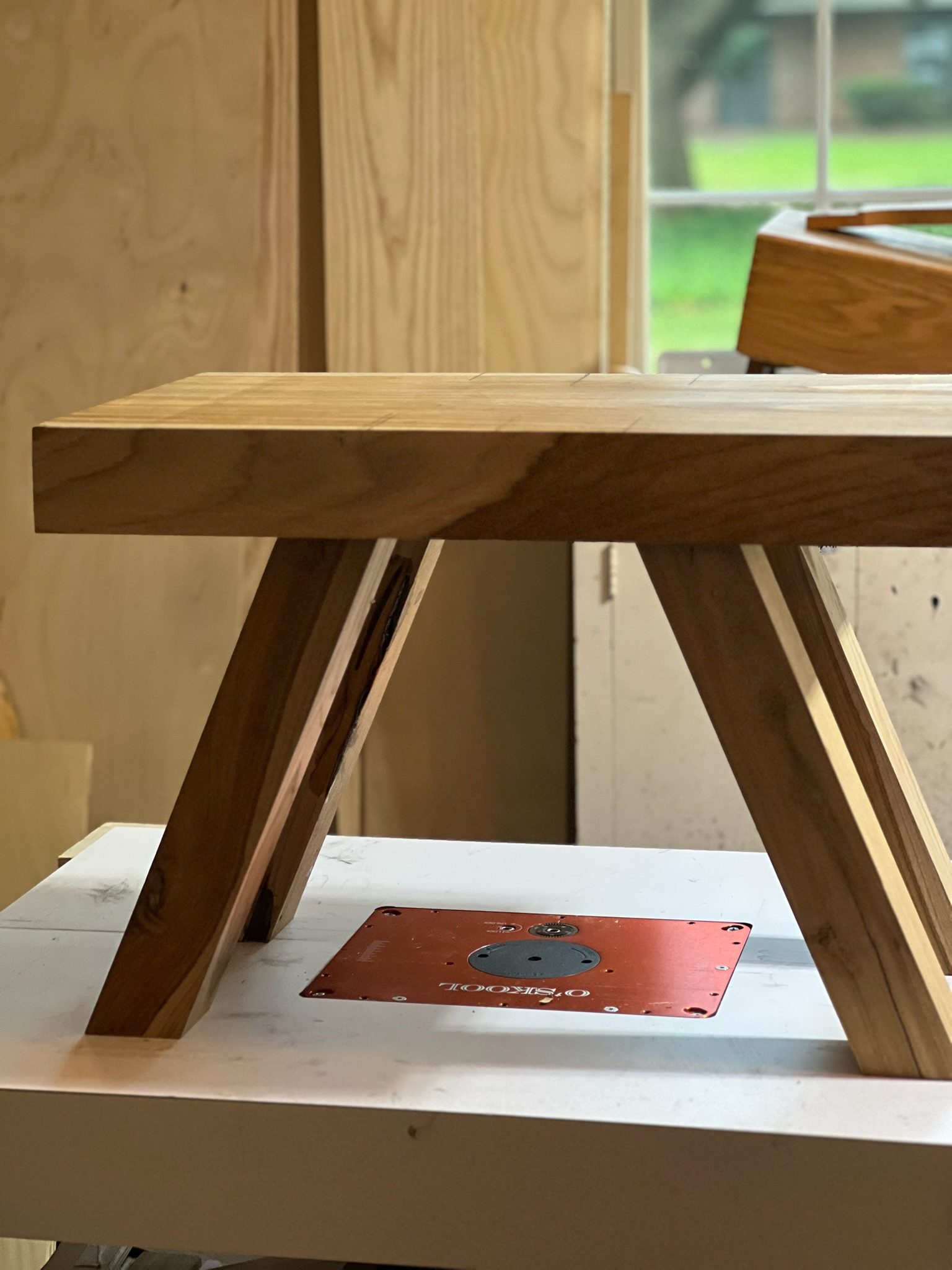 Ash coffee table with angled legs