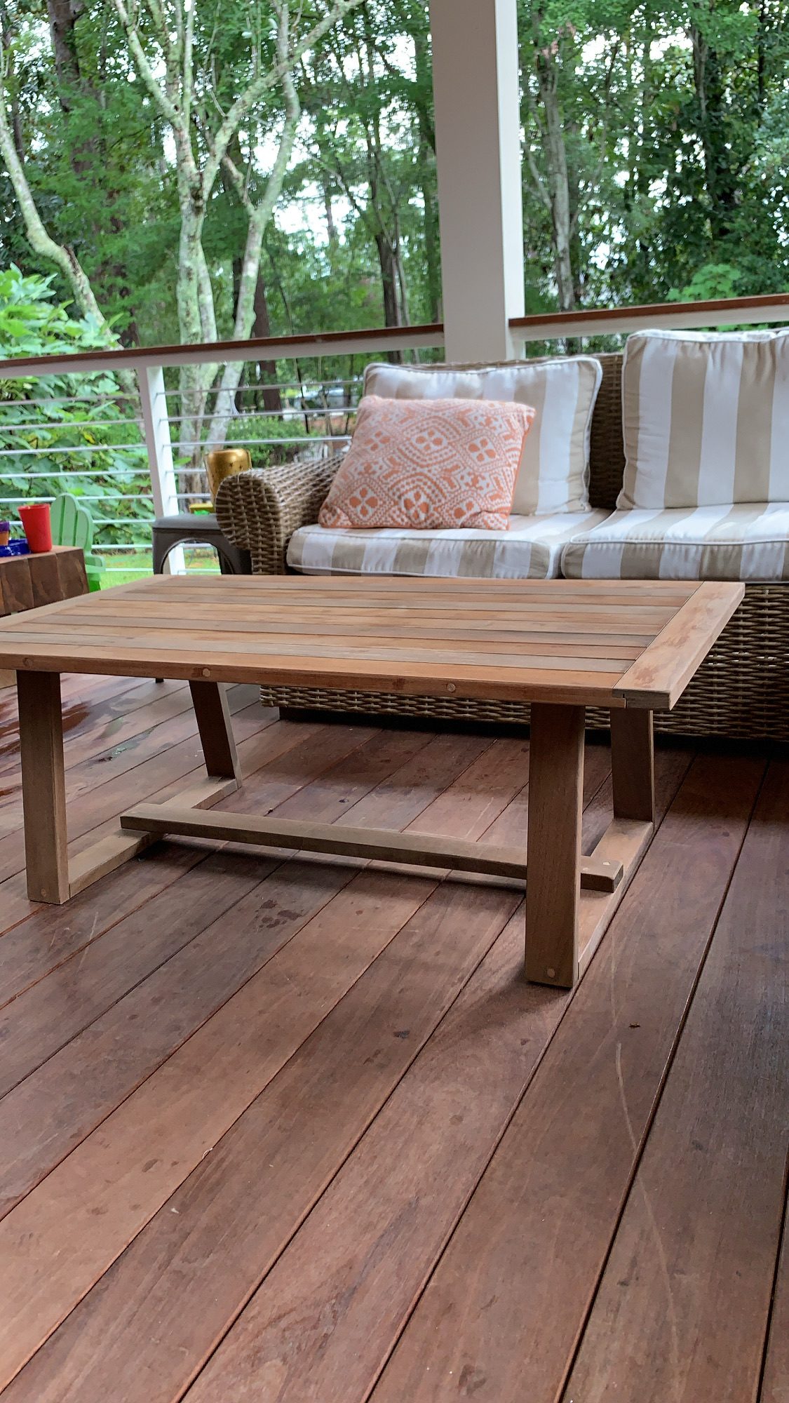 Teak slatted porch coffee table