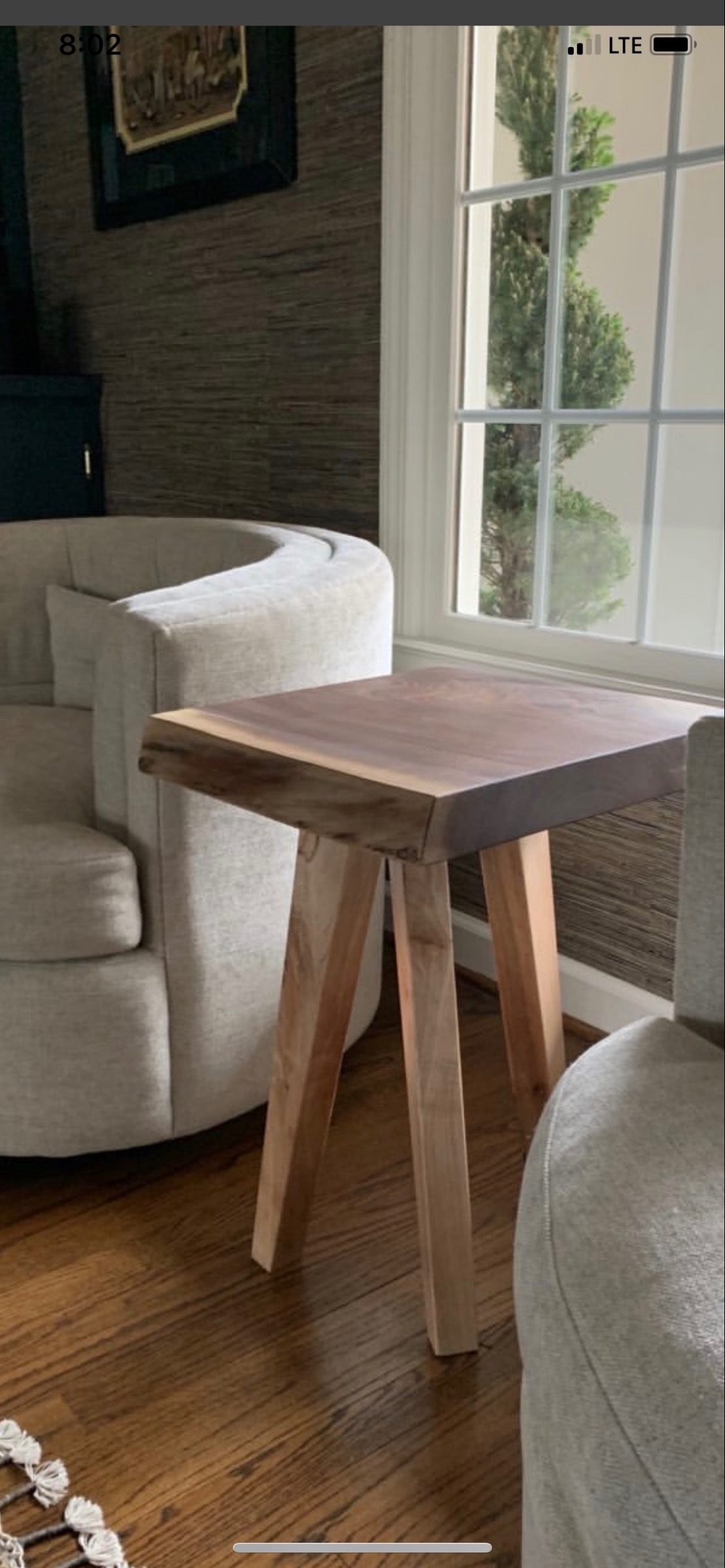 Live-edge walnut side table