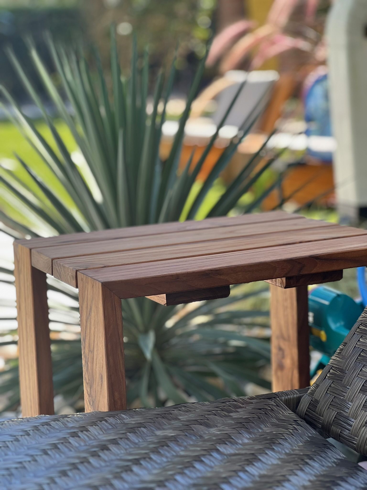 Teak slatted outdoor coffee table