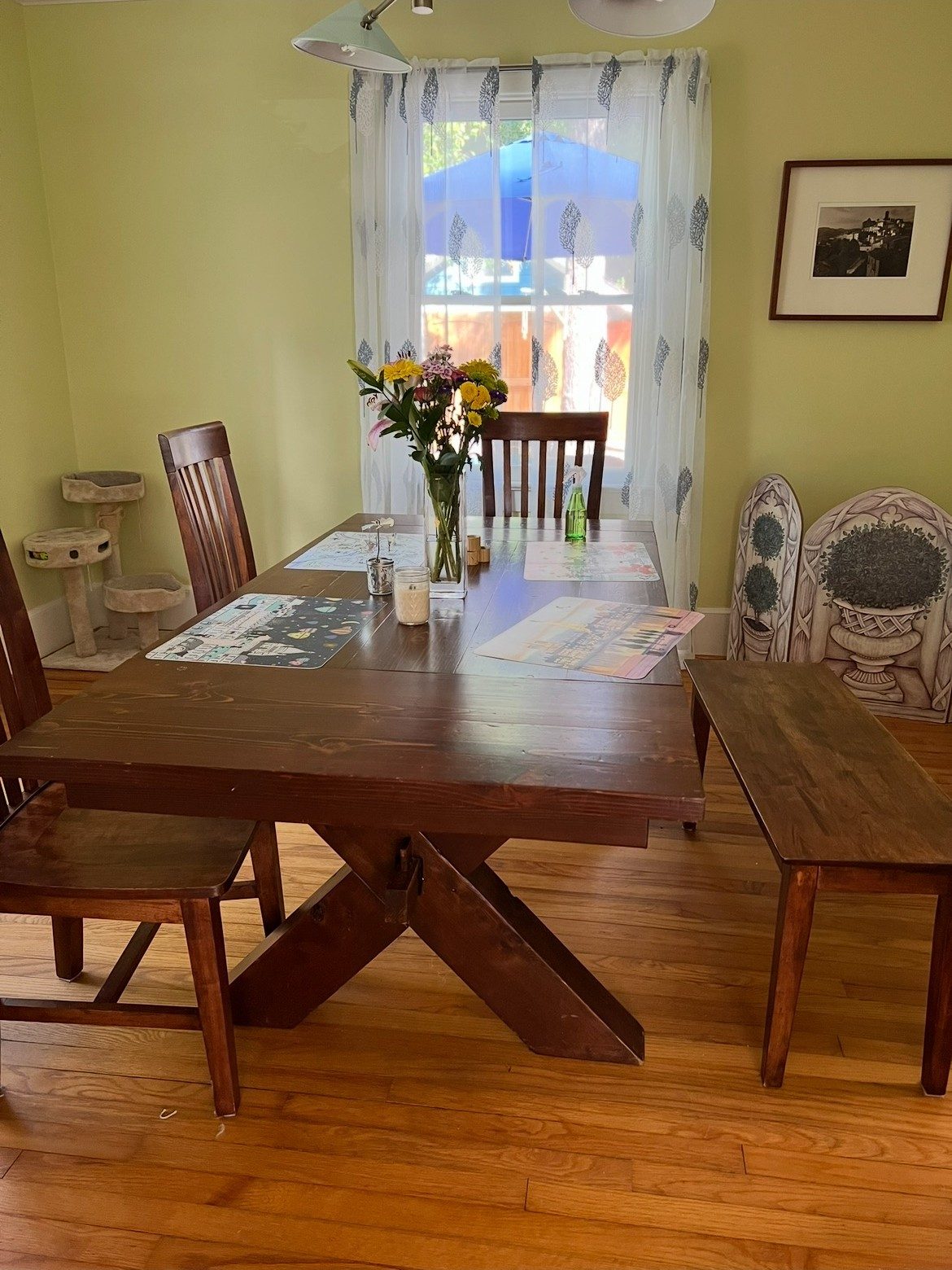 Live-edge ash slab dining table