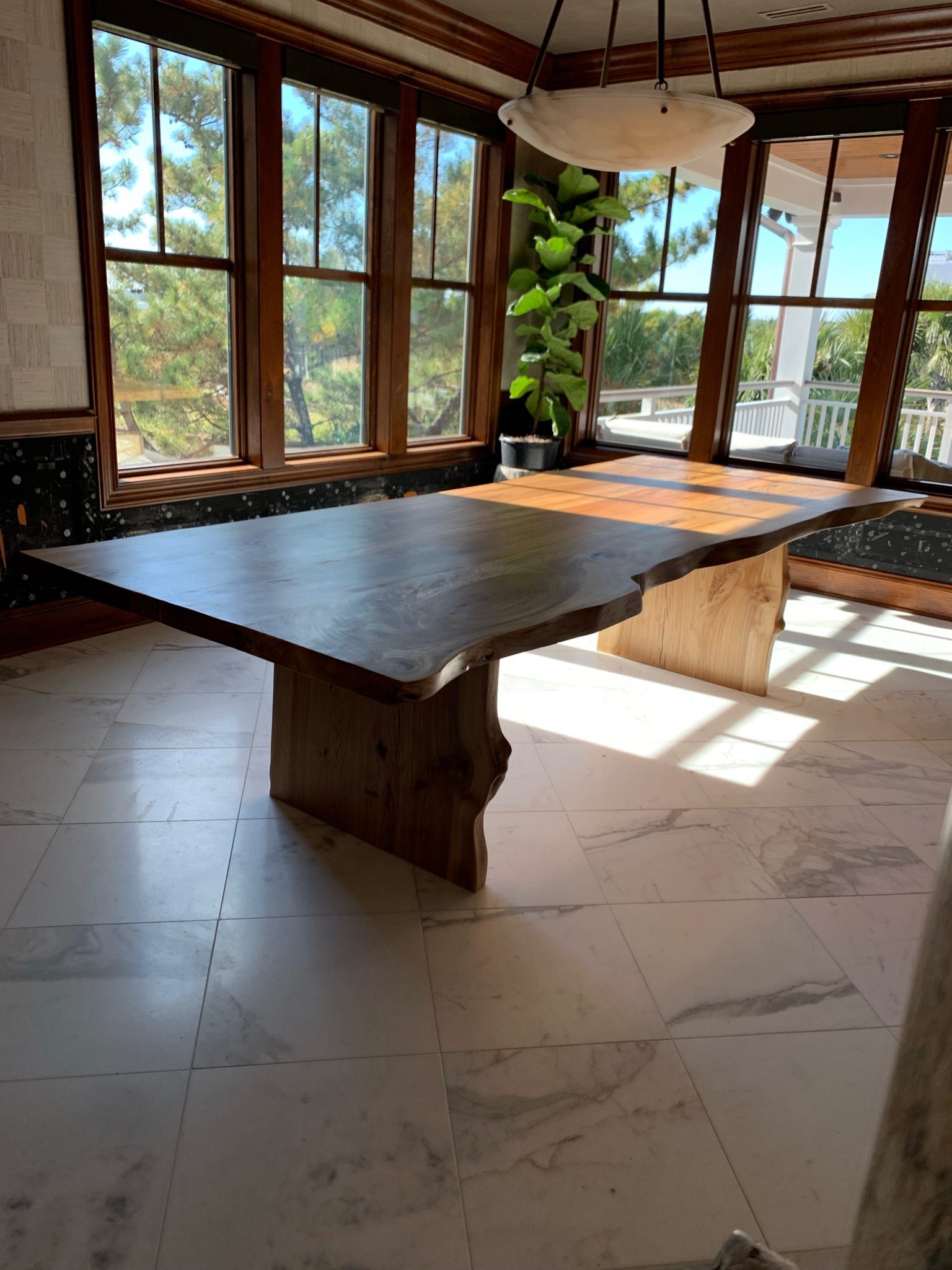 Live-edge elm dining table