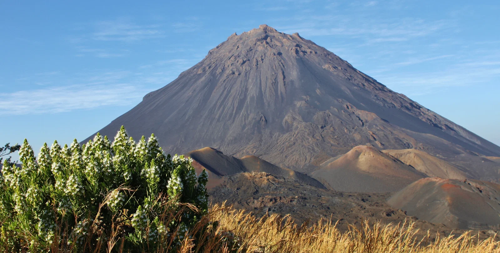 The volcano of Fogo Island rising over the volcanic plains of Cabo Verde