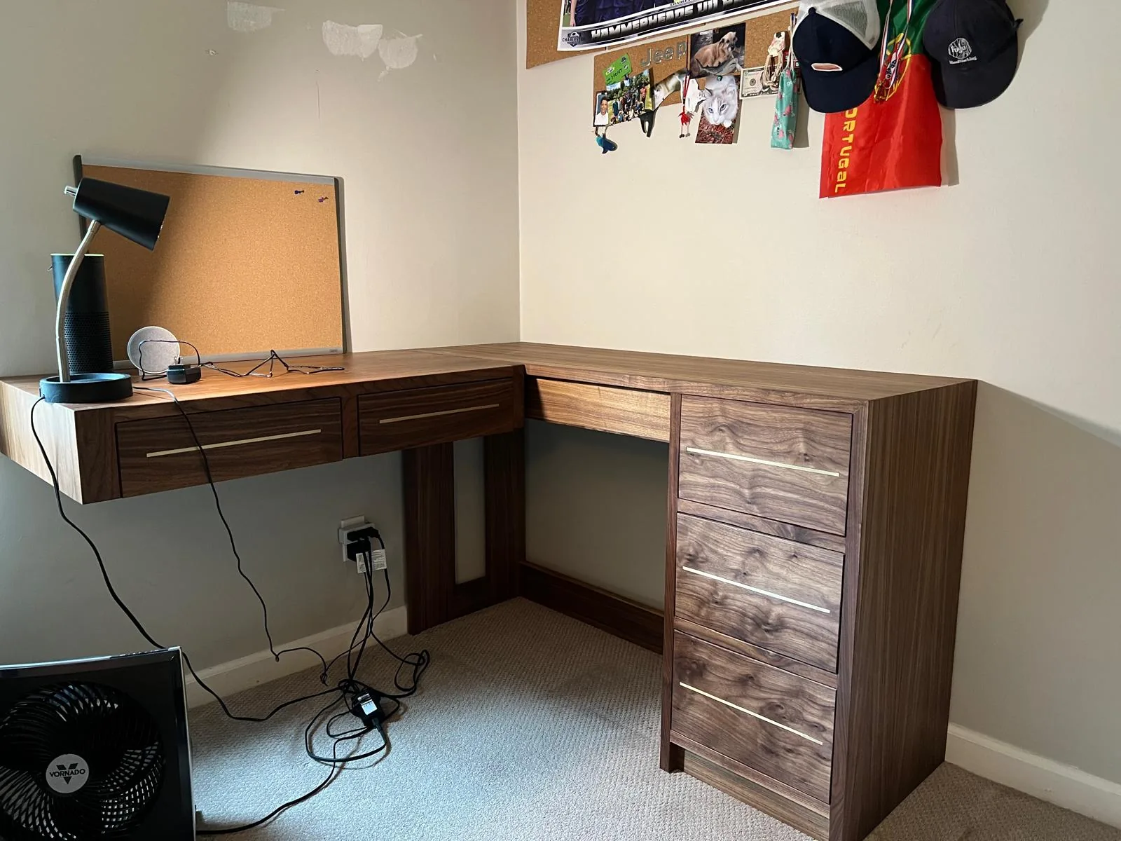 Walnut corner desk